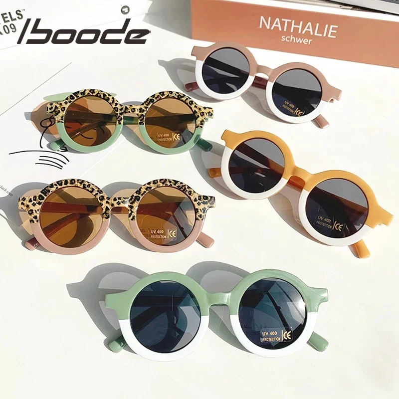 

iboode Baby Leopard Kids Sunglasses Children Cartoon Cute Sun Glasses Frame Anti-UV Travel Beach Party Colorful Eyewear Goggle