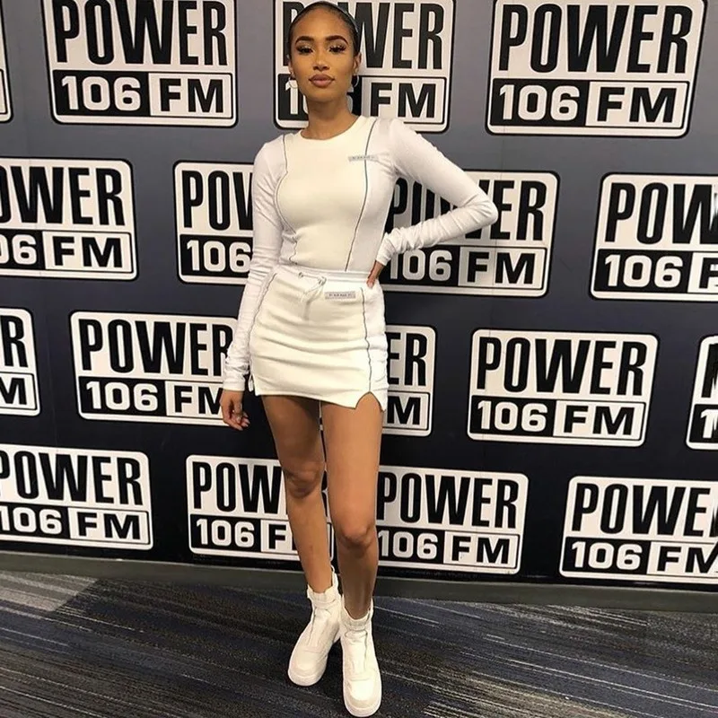 Женский комплект из двух предметов повседневный модный топ со светоотражающими