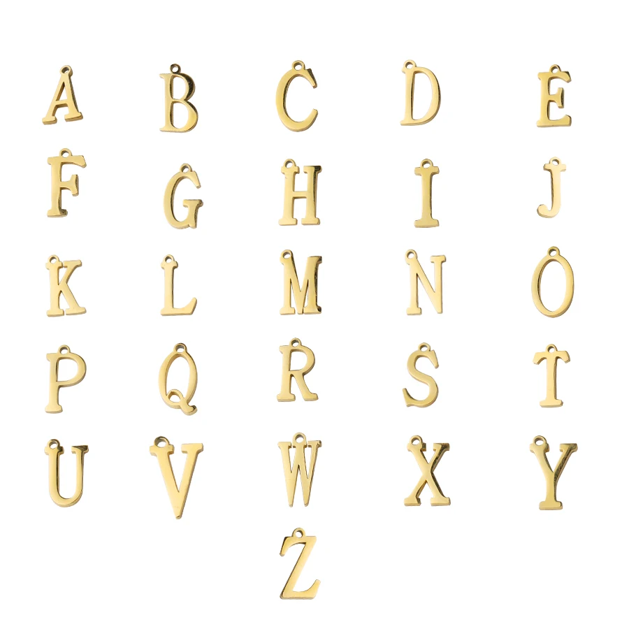 

Fnixtar 26Pcs/Lot 12*8mm Letter Initials Charms Stainless Steel Mirror Polish Alphabet Charms For DIY Making Necklace Bracelets