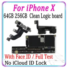 Хорошо протестированная оригинальная материнская плата для iPhone X 10 с/без лица ID, бесплатный iCloud для iPhone X Logic Board разблокированная панель