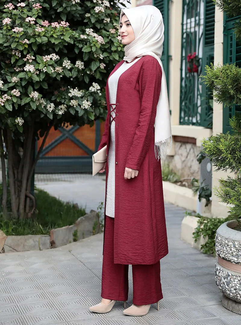 Элегантный костюм из трех предметов комплекты для мусульман богослужение платье