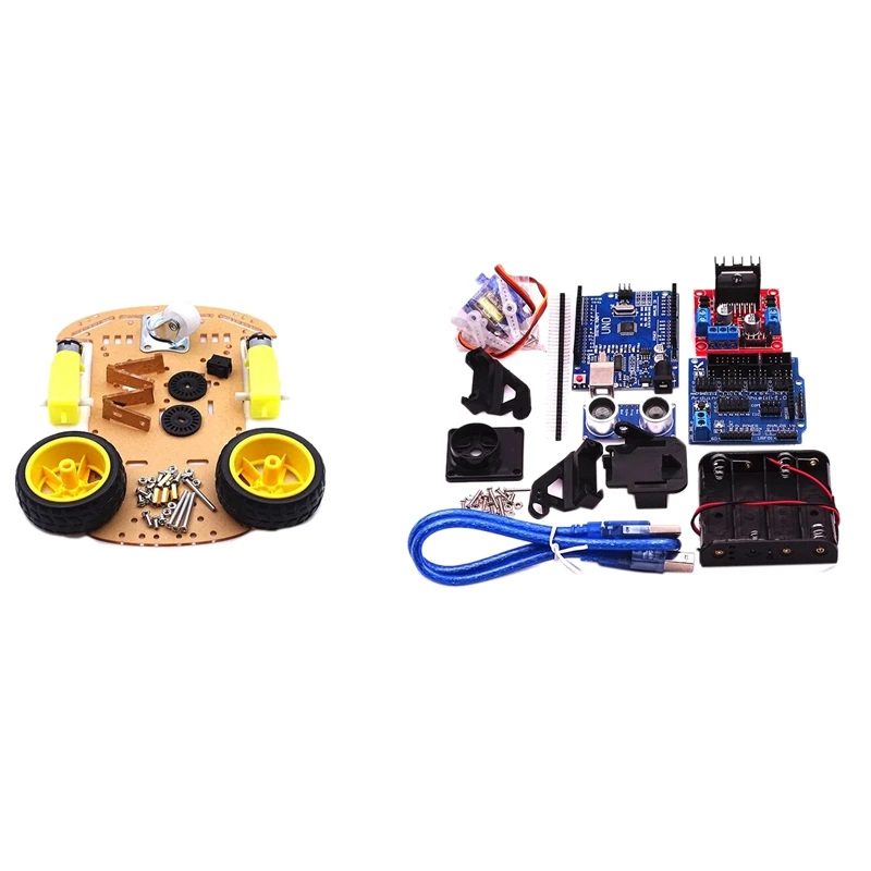 Smart Robot Car Chassis Kit Speed Encoder Battery Box 4WD Ultrasonic Module for Arduino Kit