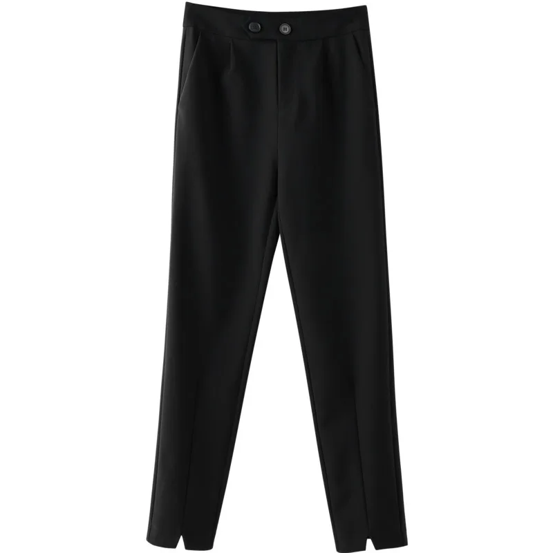 

Baizi 2021 spring new professional women's Korean fashion high waist OL pure color all-match casual pants women