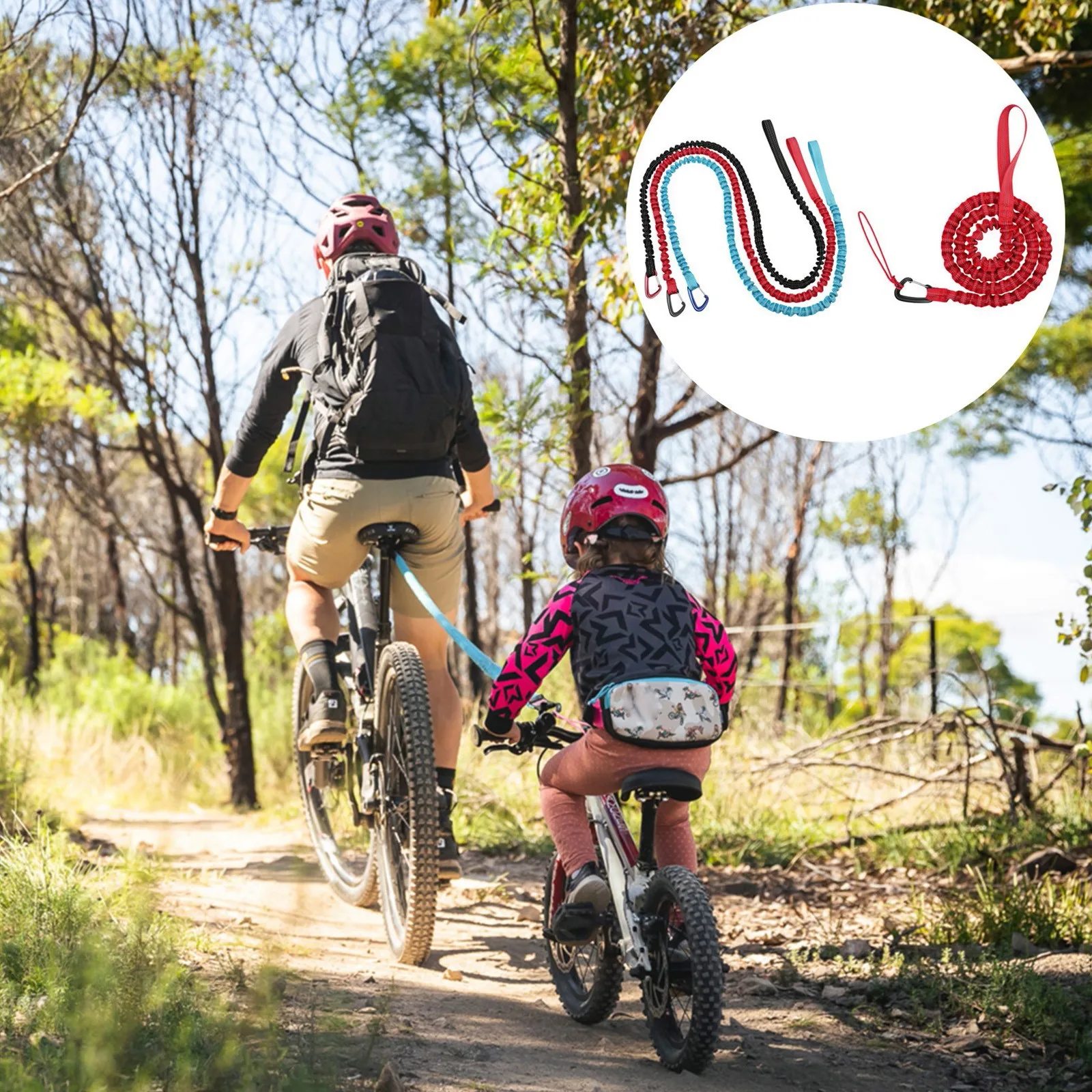 

Tow Rope - Child Bike Stretch Bungee Cord Pull Behind Attachment Compatible With Hooks For Heavy Duty Car Emergency Off Road