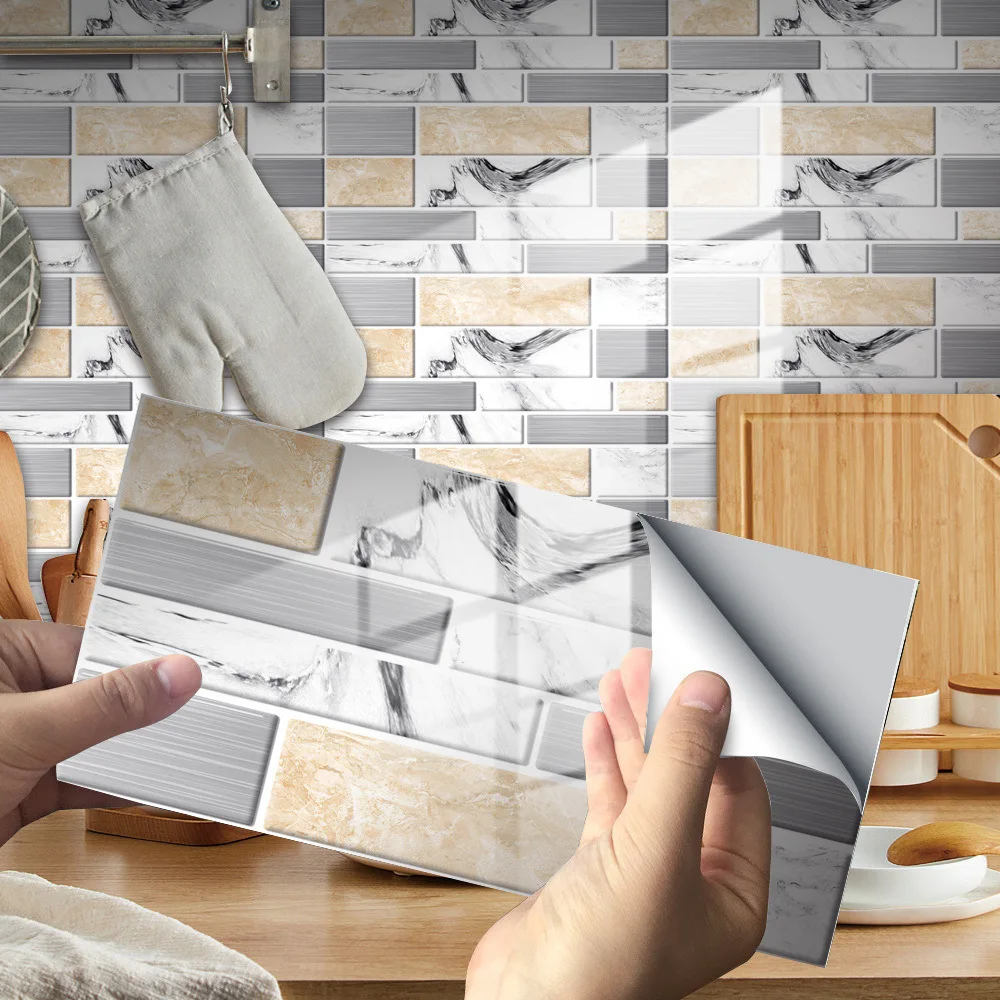 

Мозаика настенная плитка наклейки 3D стикер стены кухни Backsplash Self-клейкие плитки ванной стены наклейки Водонепроницаемый домашний декор