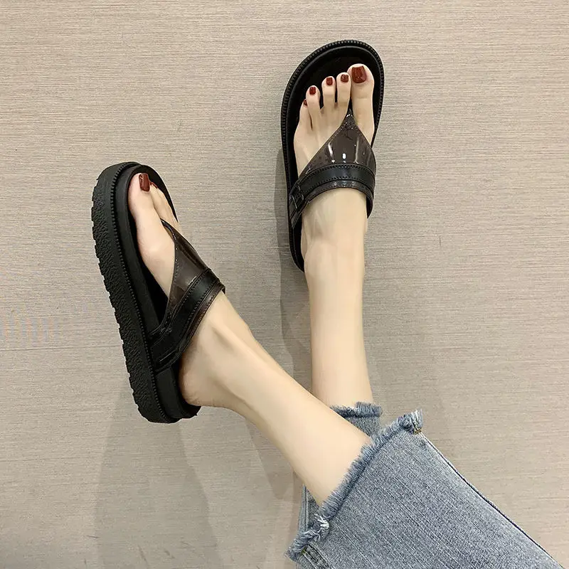 

Summer Slippers sandals Shoes Woman 2020 Pink Lover open Toe Flip Flops Clear Women Outdoor Flat Beach Slides