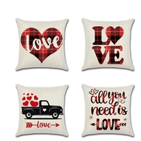new valentines day pillowcase red plaid romantic couple proverbs car love digital printing princess pillow decorative pillows