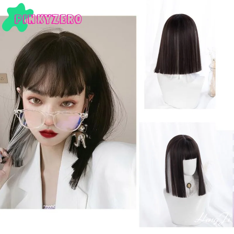 

Парик Лолита смешанных цветов, милая длинная короткая прямая челка в стиле Харадзюку, из синтетических волос, повседневная одежда для взрос...