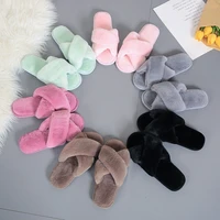 2020 spring and summer new large size home cross wool slippers womens comfortable warm flat bottom cool slippers