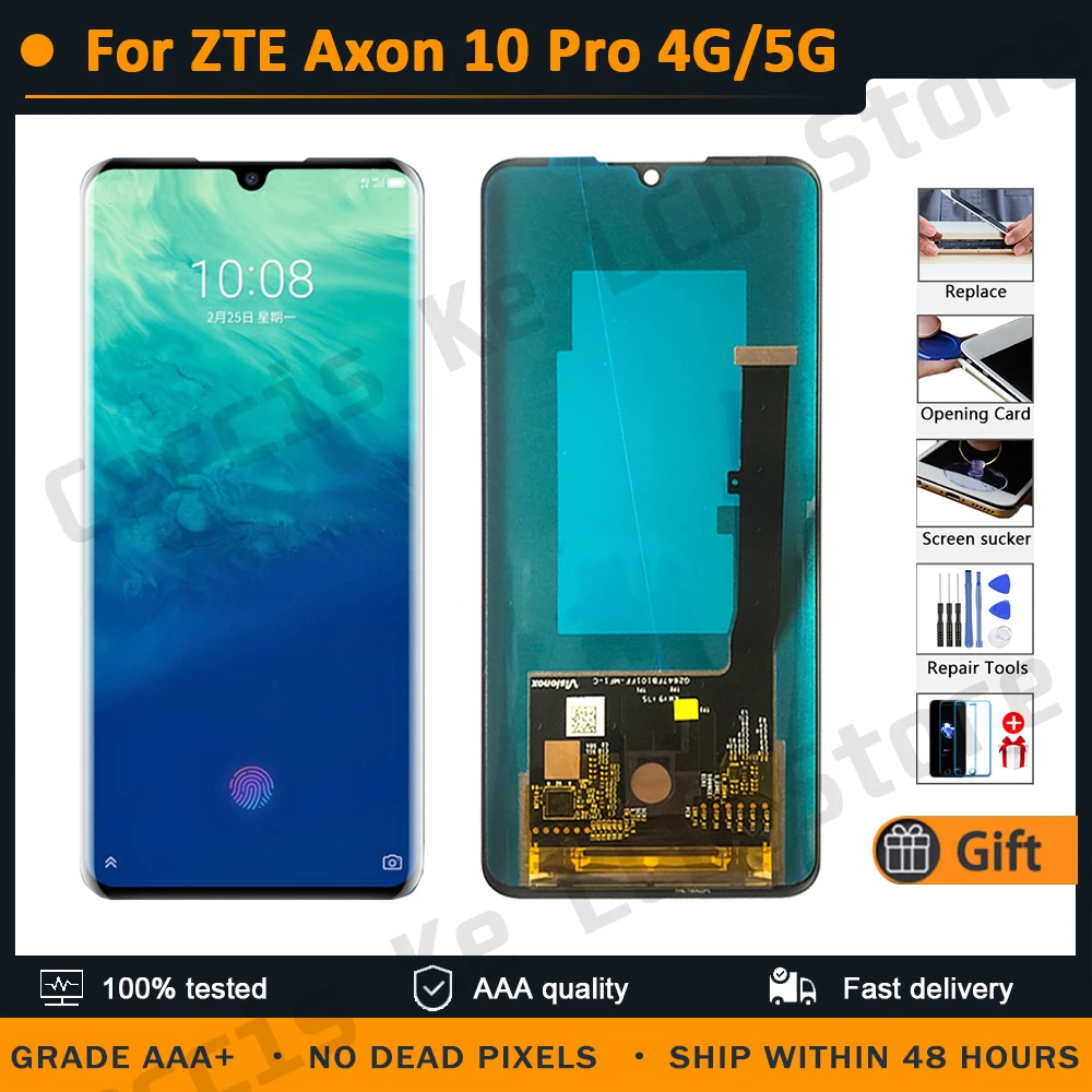 

6.47" Original For ZTE Axon 10 Pro 4G/5G LCD AMOLED Display Touch Screen Digitizer Assembly Replace A10P3251 A10P3351 A2020