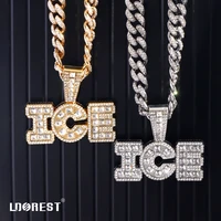 hip hop iced out bling king queen letter pendant necklace women men 13mm miami cuban link chain necklaces male fashion jewellery