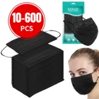 1020 Вт, 30 Вт4050100300400500600 шт Черный Одноразовая маска для лица промышленный 3ply петли уха взрослых регулируемые черные хип-хоп Рот Маски
