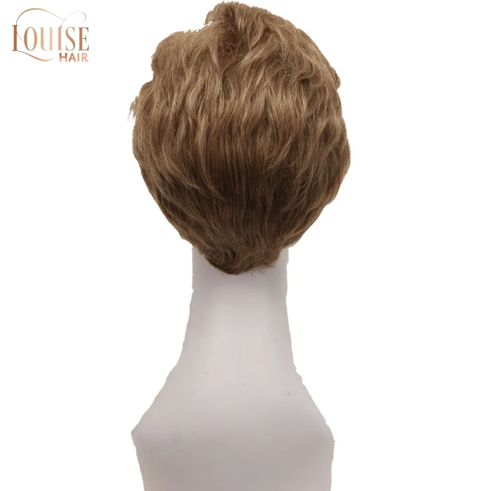 

Louise Short Hair Wig with Natural Bangs Pixie Cut with Highlights Synthetic Short Flutty Wavy Haircut For White Women