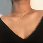 Новое поступление 2021, модное современное ожерелье-чокер, двухслойные круглые ожерелья, ожерелье золотого цвета, чокер, ювелирные изделия для женщин