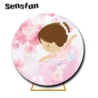 Розовый танцевальная Балерина Девушка Круглый фон для фотографии Цветы первый день Рождения Вечеринка круглый фон пользовательская Фотостудия