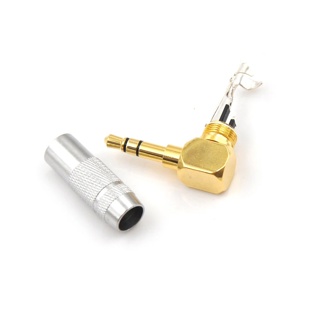 

Hot Sale 3.5mm 3 Pole Male Plug Solder Jack Audio Adapter Connector 90 Degree