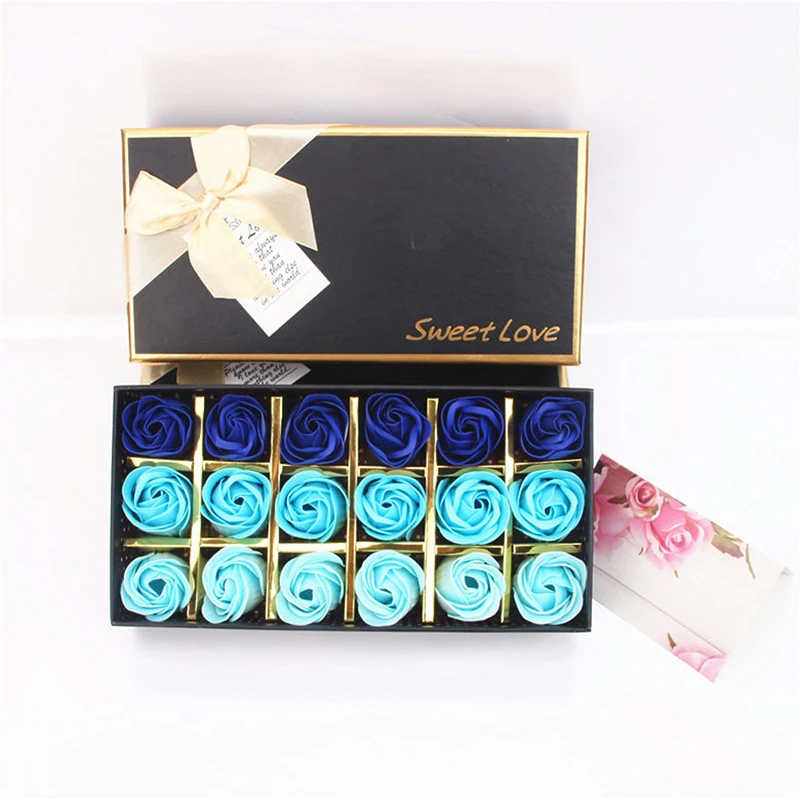 Мыло с ароматизированными цветами розы в подарочной коробке 18 шт. | Дом и сад