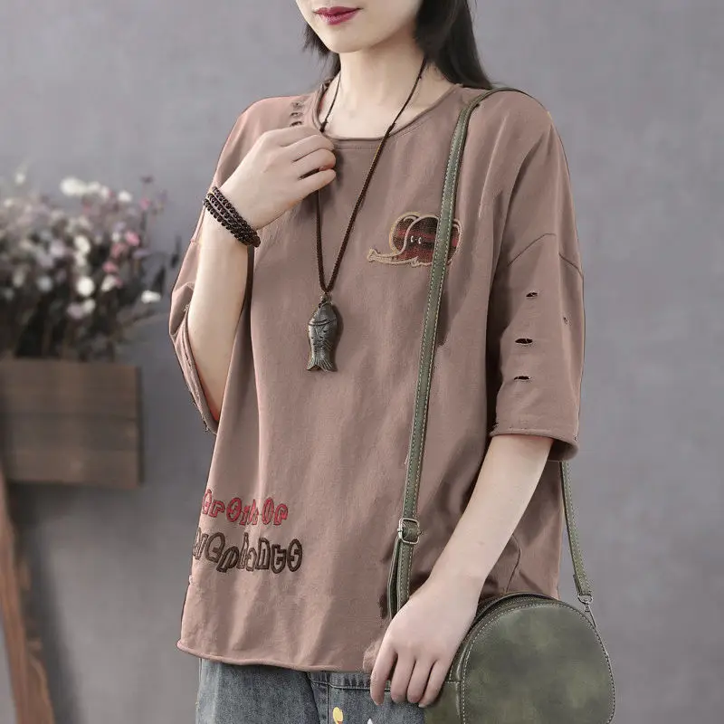 

Cotton T-shirt Short Sleeve Female Student Korean Loose Women's New Fashion Summer Half Sleeve T-shirt Y2k Anime Harajuku Tops