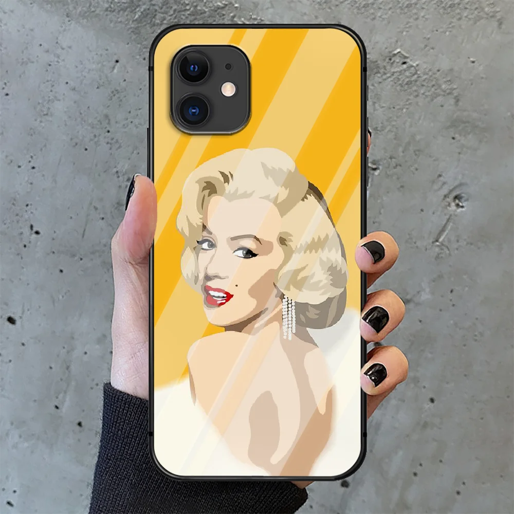 

Marilyn Monroe Phone Tempered Glass Case Cover For IPhone 6 6S 7 8 11 12 X Xr Xs Se 2020 Pro Max Plus Mini Waterproof 3D Fashion