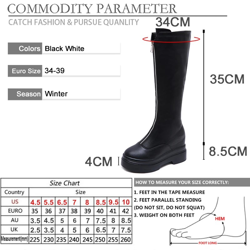 

BYQDY 2021 Fashion Winter Boots Women Middle-Tube Boots High Heel Zipper Casual Female Knight Boots For Tall Girls Size 34-39
