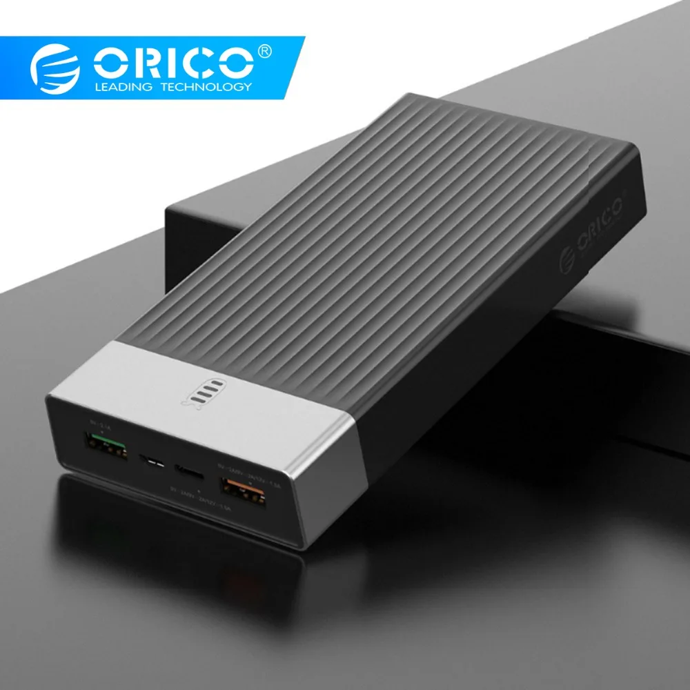 ORICO Quick Charge 3,0 power Bank 20000 мАч три выхода 5V2A/9V2A/12V1. 5A* 1 18 Вт макс внешний аккумулятор для мобильного телефона