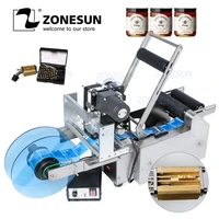 zonesun tb yl50d semi automatic round bottle labeling machine label applicator with date printer self adhesive label dispenser