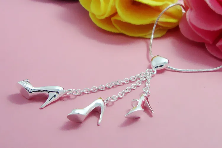 Модное украшение серебряного цвета ожерелье с кулоном специальный дизайн обуви