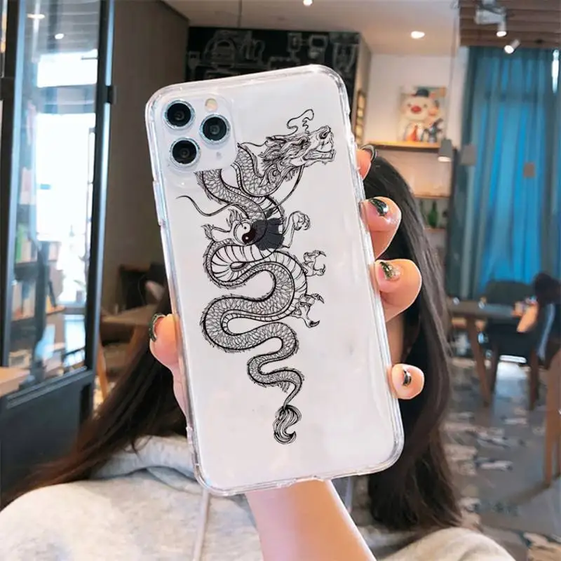 

Dragon chinese cool Phone Case Transparent for iPhone 6 7 8 11 12 s mini pro X XS XR MAX Plus cover funda shell