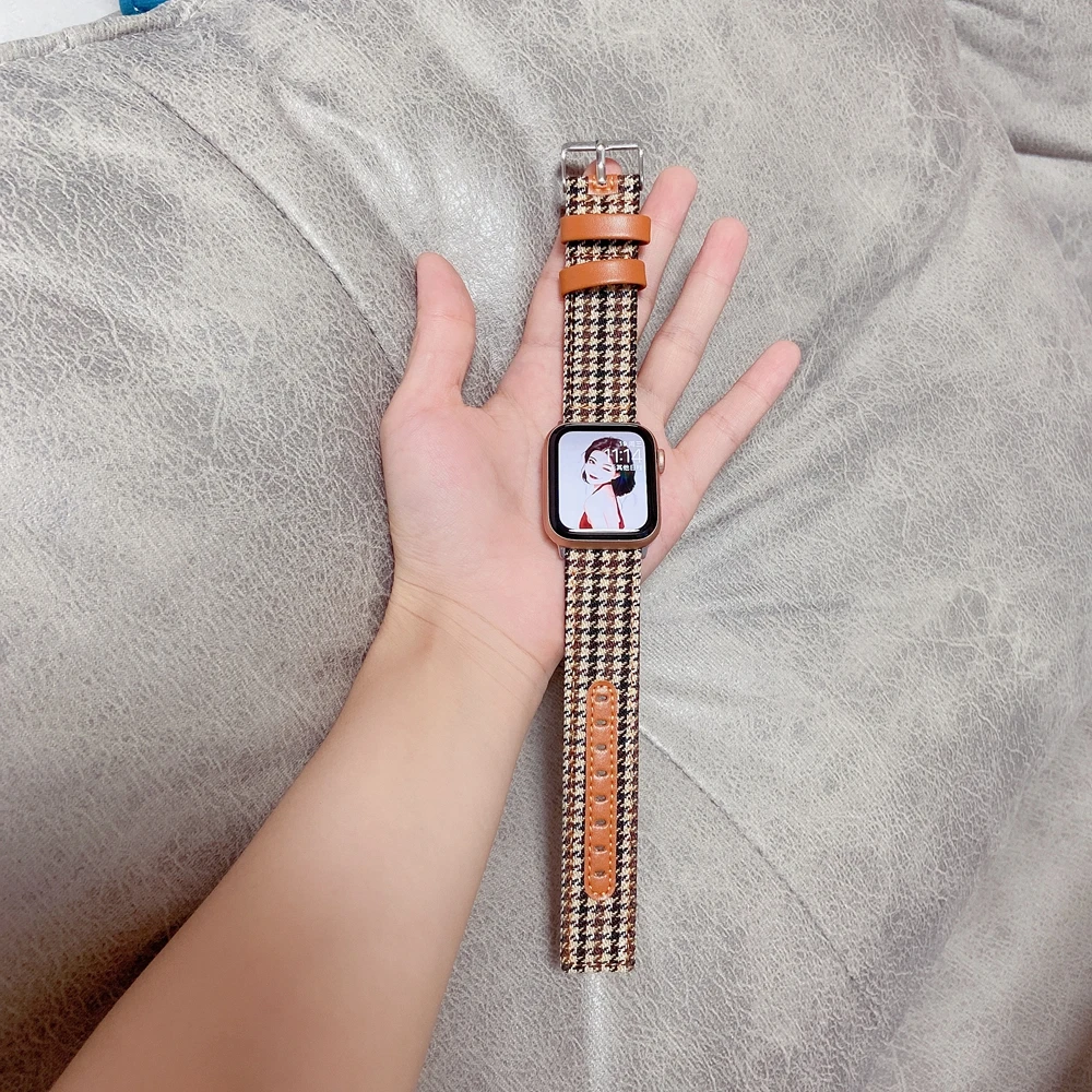 

fashion Leather Loop for Apple Watch Band 40mm 44mm Strap series 1 2 3 4 5 6 se for iwatch 38mm 42mm