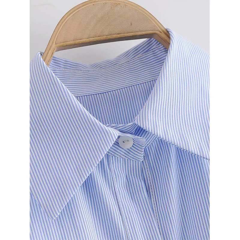 

2020 New Women Dress Striped Button Long Puff Sleeves Turn-Down Collar Above Knee Dress Female Casual Fashion Women Clothes