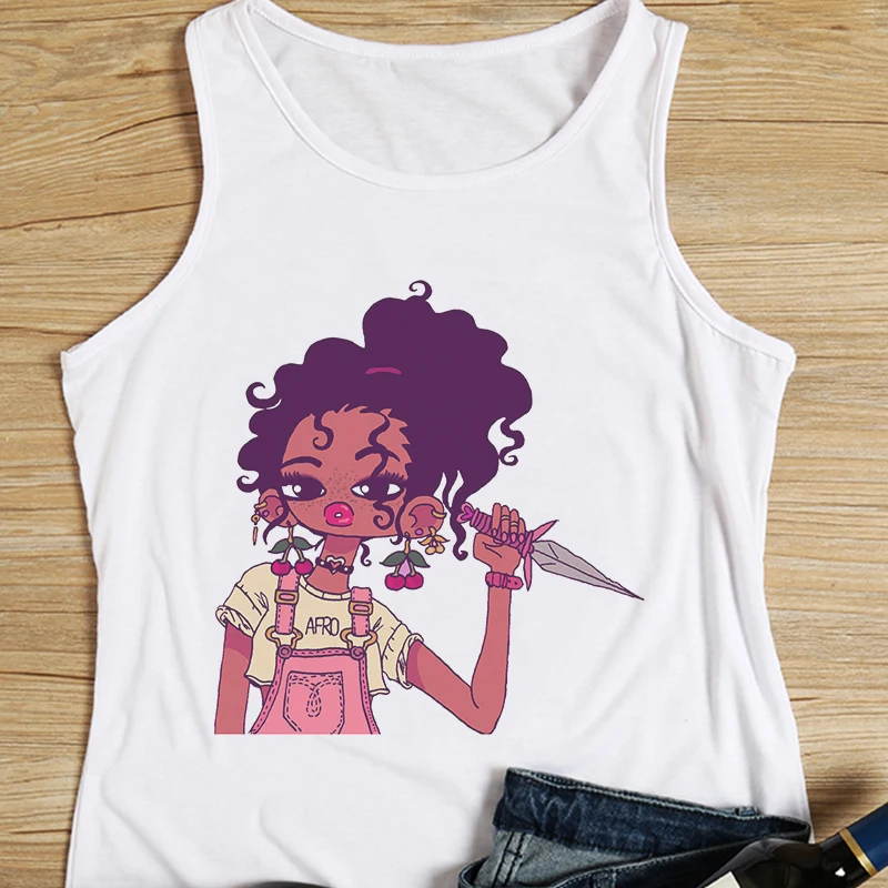 Популярная африканская черная Женская майка без рукавов в стиле Харадзюку Y2k