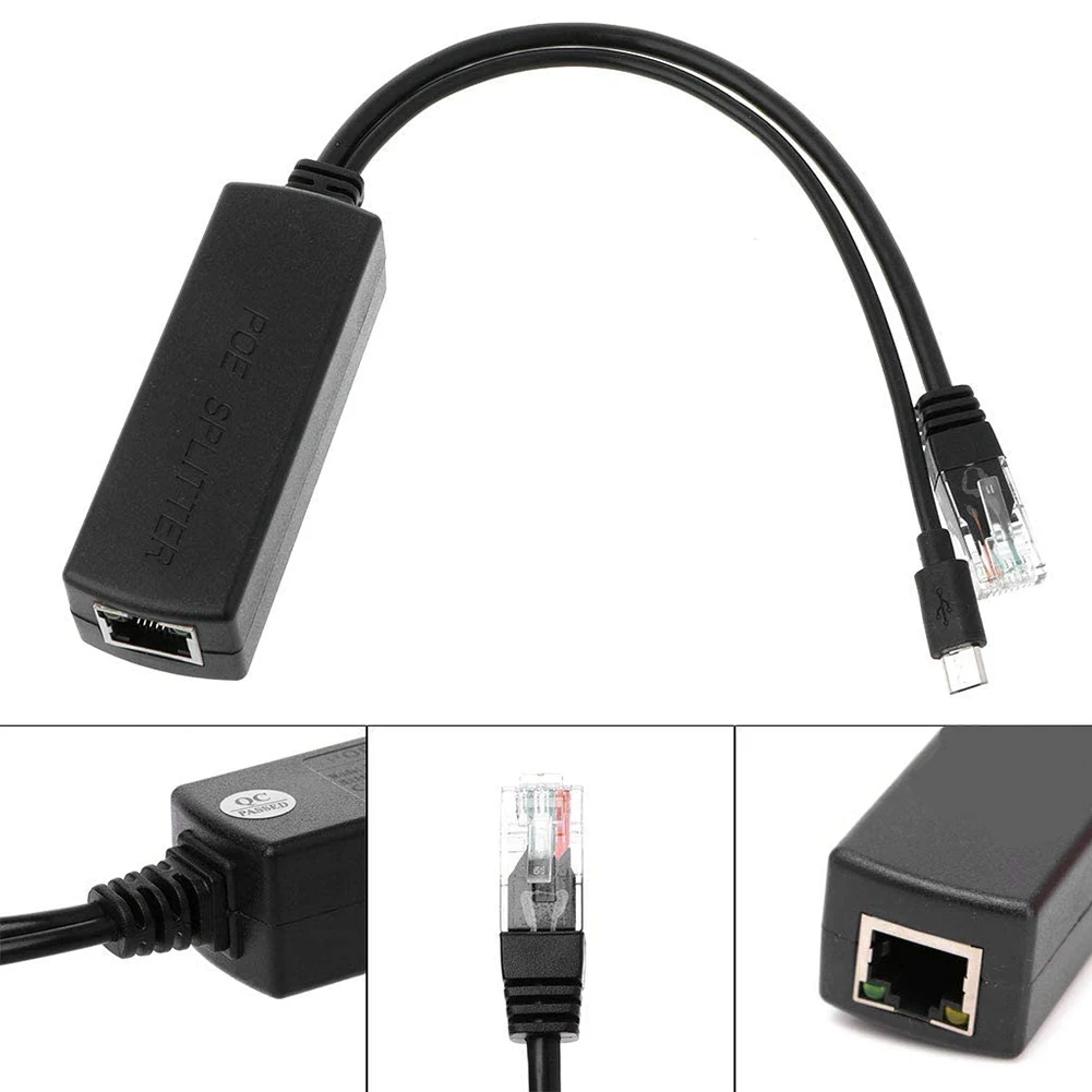 

Quick Release Lightweight Splitter RJ45 POE Ethernet Power Over 48V to 5V Micro USB 2.5KV Portable for Raspberry Pi