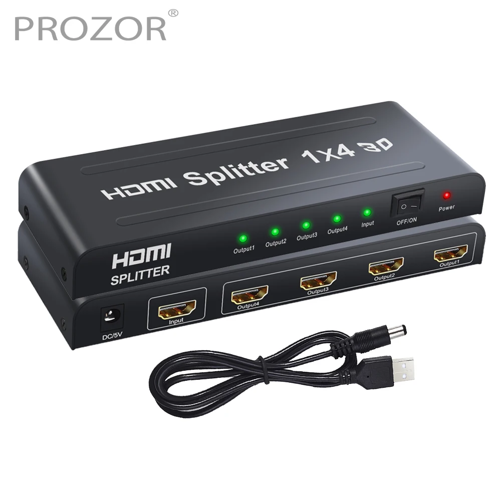 Prozor 1 в 4 выхода HDMI совместимый сплиттер 4K @ 30Hz 3D Поддержка DTS DSD Аудио Видео