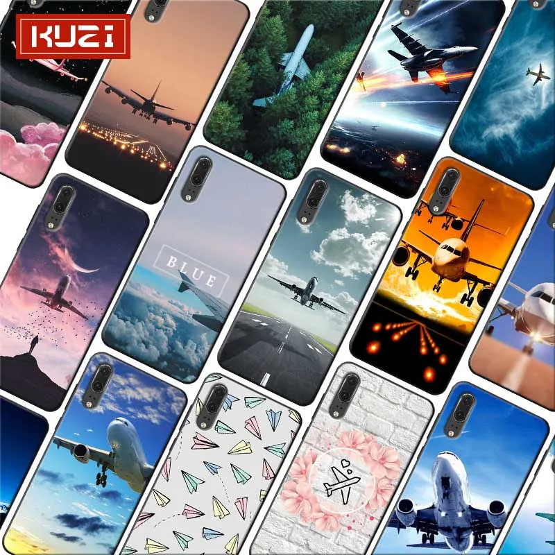 Soft Silicone Phone Case for huawei honor 20 lite 8x 9x pro 10 v30 aircraft Airplane fly travel in the Sky |