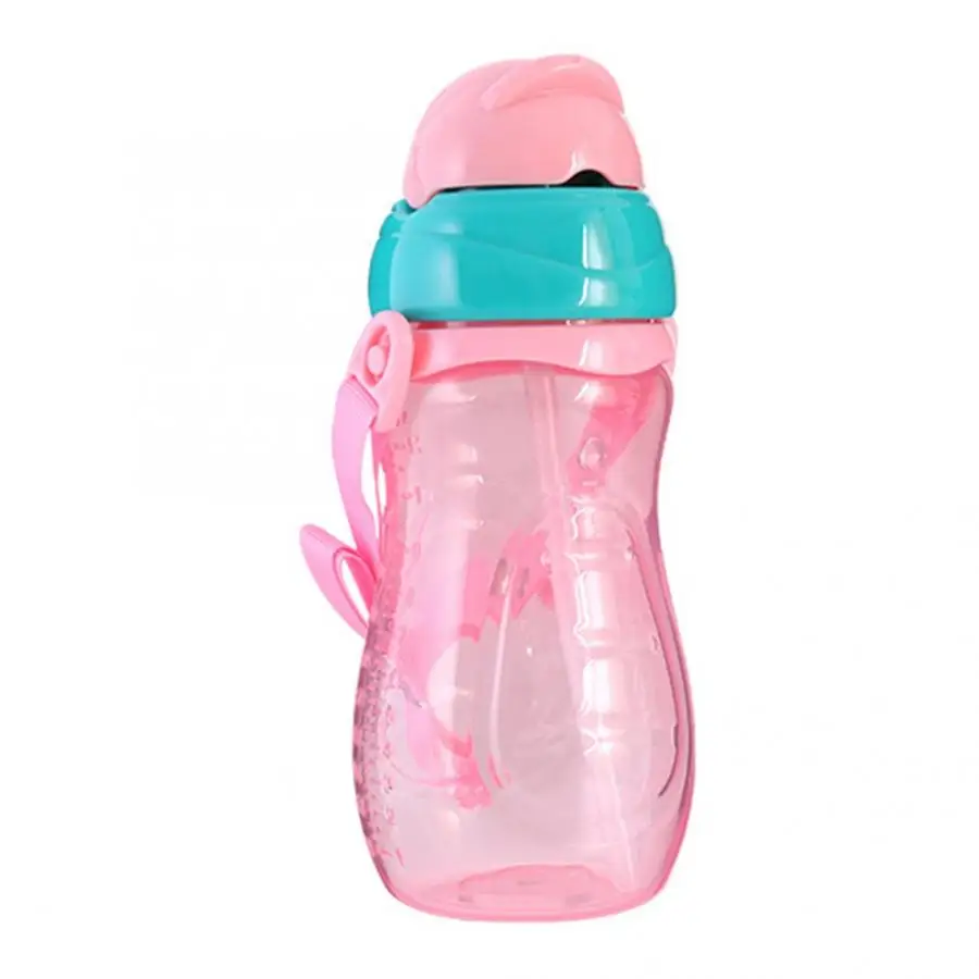 pink 330ml 330 мл милая детская чашка с соломинкой герметичные Детские для кормления питья бутылка для воды Двойная Ручка одежда для малышей обучения учебный Поильник с ремешком - Цвет: pink 330ml