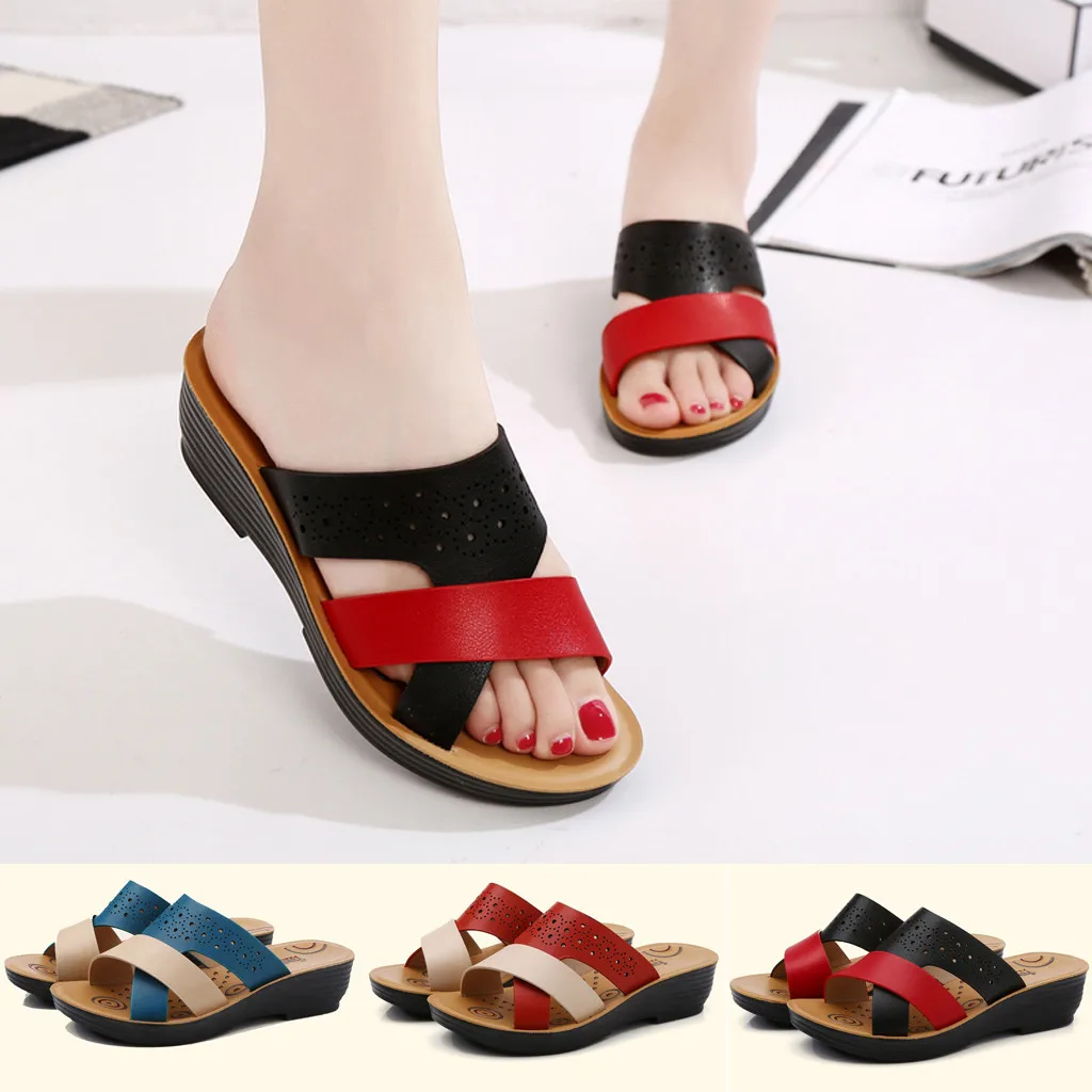 

Slippers For Women 2019 New Summer 3 Colors open toe casual Slippers Platform wedge slides beach shoes zapatos de mujer Drop 12