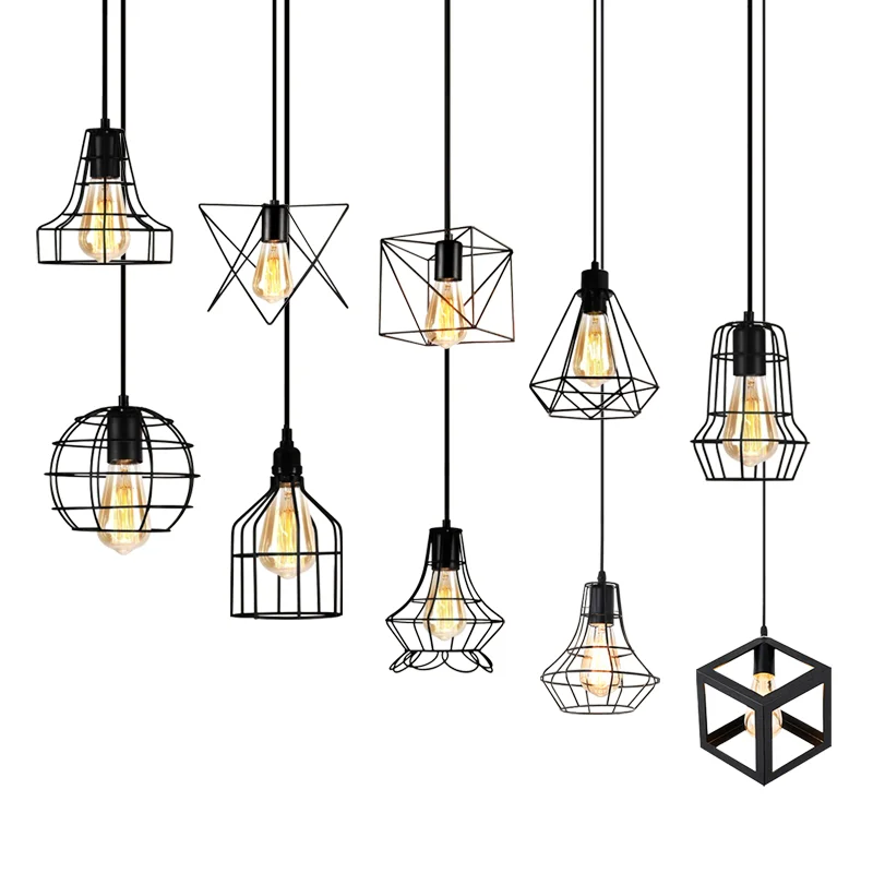 American Rural LED Peandant Lights Retro Industrial Wind Iron Hanging Lamp For Window Clothing Shop Bedroom Living Room Decor | Освещение