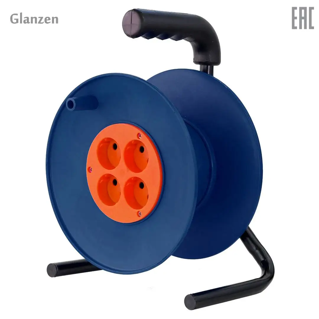 Катушка без провода GLANZEN 4 гн. с зазем. Ф240мм EL 00 240Z|Сетевые шнуры и удлинители| |