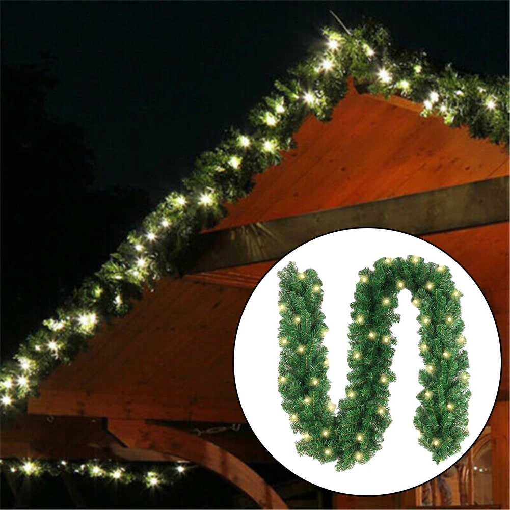 

2.7m 30 LED Green Pine String Lights Vine Fairy Christmas Garland Home Decoration Charming Festive Lighting String Wreath