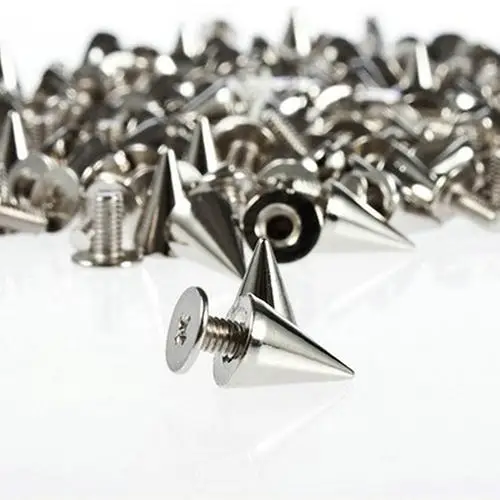 

HOT SALES!!! New Arrival 100 Pcs 9.5mm Punk Silver Cone Spikes Screwback Studs DIY Craft Cool Rivets Wholesale Dropshipping