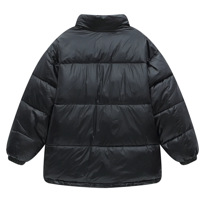 

Moko 2020 New Sweet Floral Glossy Parka Winter Jacket Women Short Stand Collar Parka Oversize Coat Female Casual