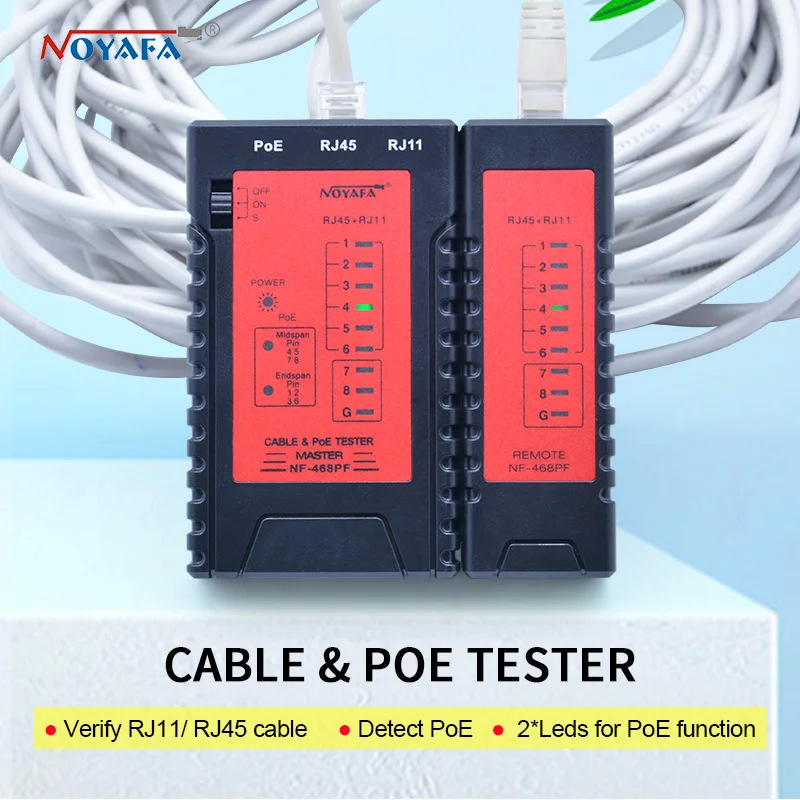 NF 468PF тестеры непрерывности кабеля тестер POE проверка RJ11 и RJ45 быстрое обнаружение
