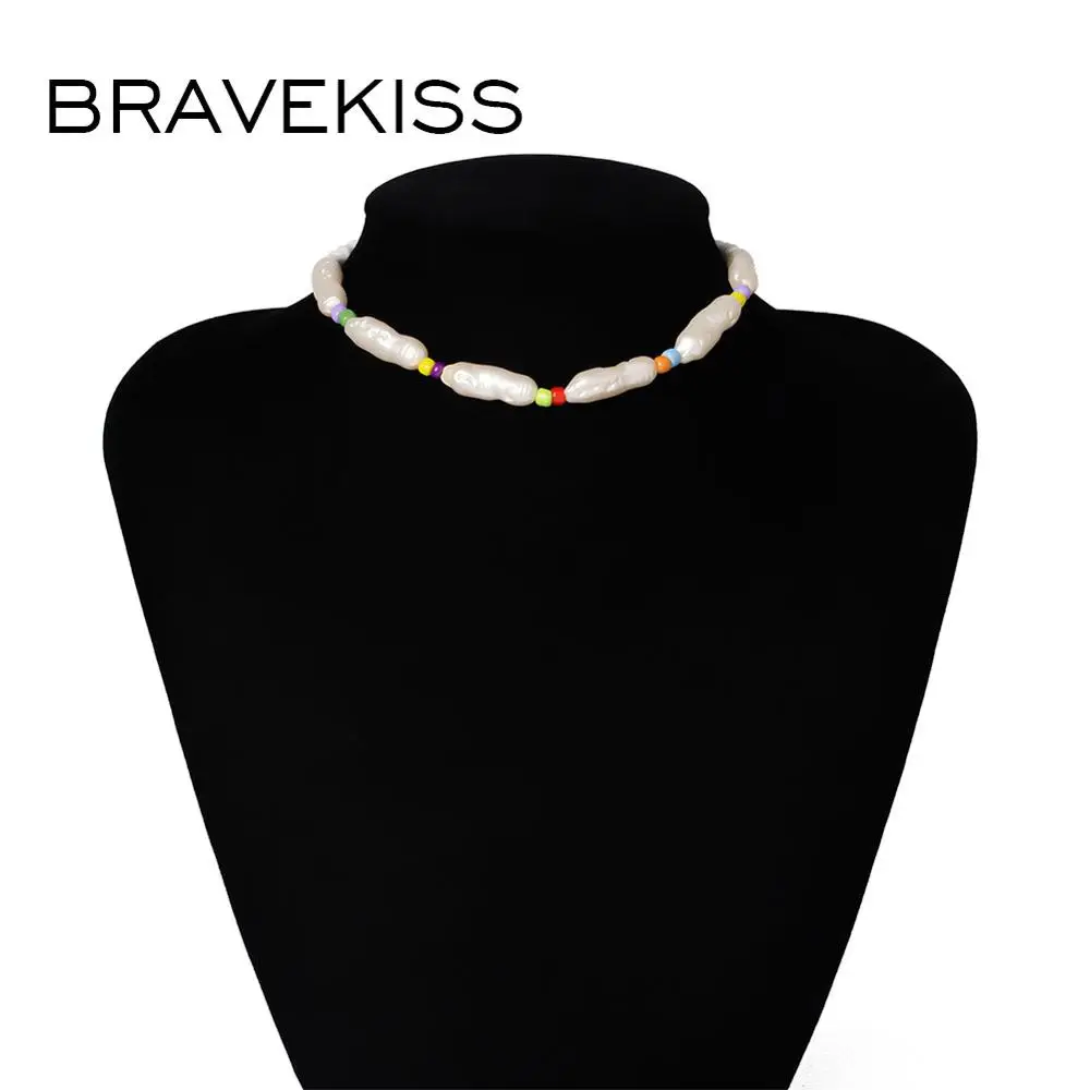 Женское Ожерелье-чокер BRAVEKISS разноцветное ожерелье с жемчужными бусинами