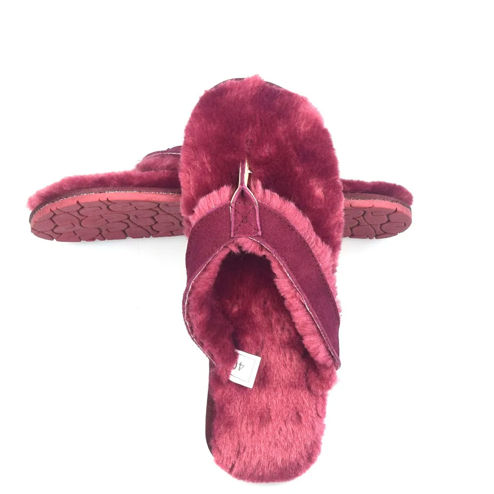 Летние женские домашние тапочки FAYUEKEY из натуральной кожи с плюшевой подкладкой и