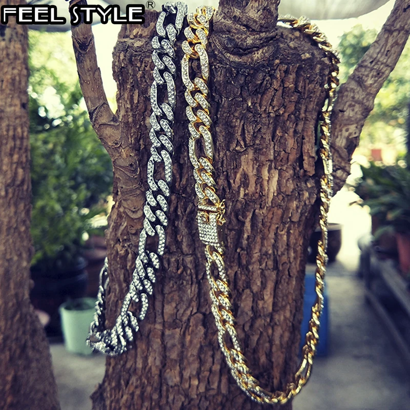 Колье с цепочкой 13 мм ледяной отделкой из стстразы Майами бордюр Фигаро колье CZ