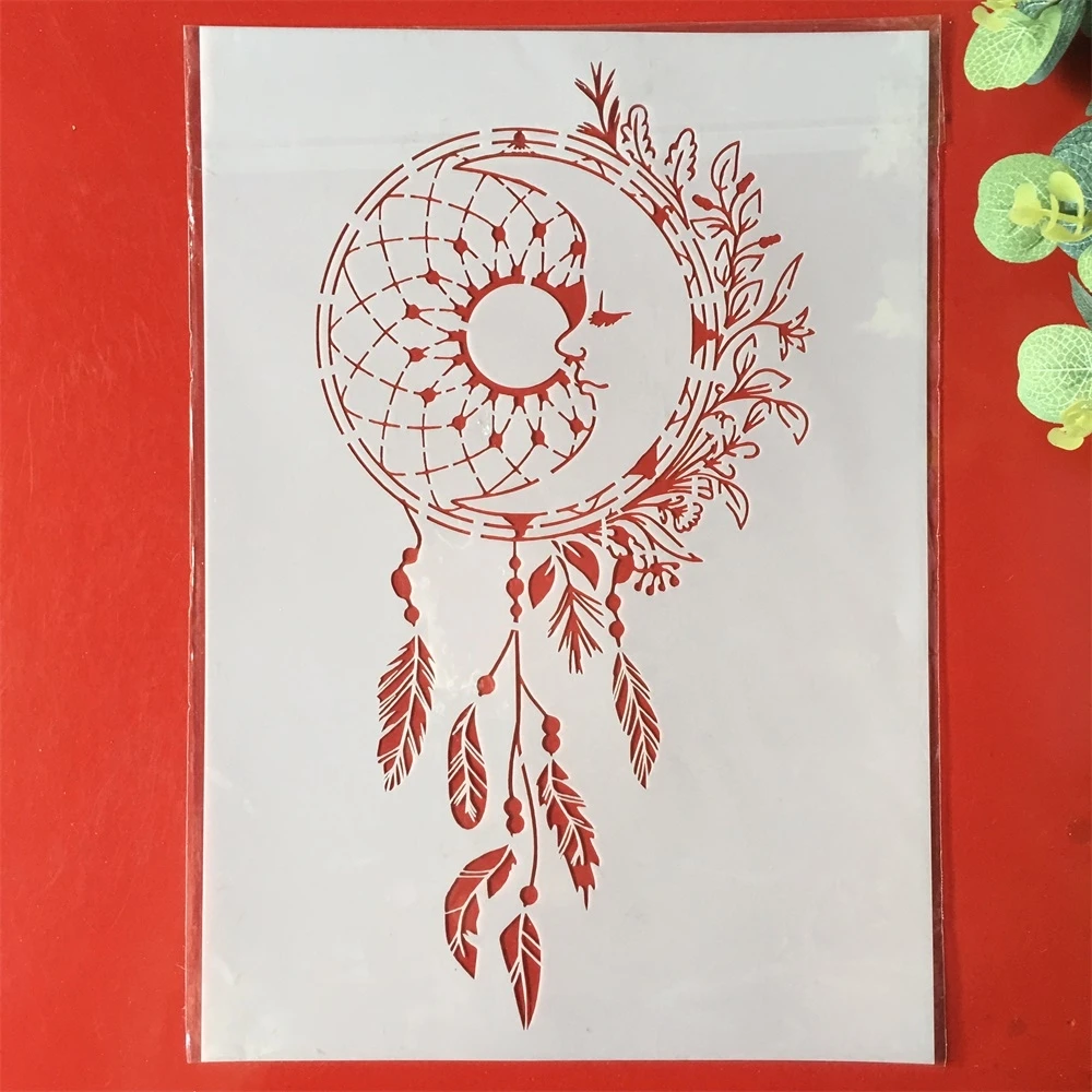 1 шт 29 см колесо перо кисточка листья DIY трафареты для наслоения раскраска