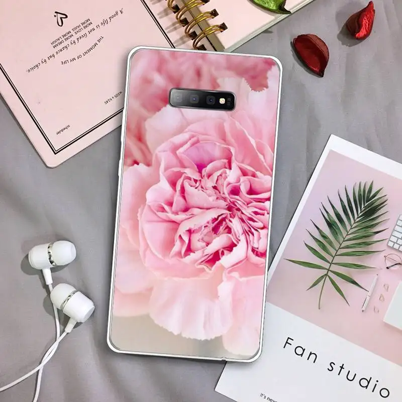 

Peony flower pink Phone Case Transparent For Samsung Galaxy S A 5 7 8 9 2015 20 edge plus 10 e lite 2019