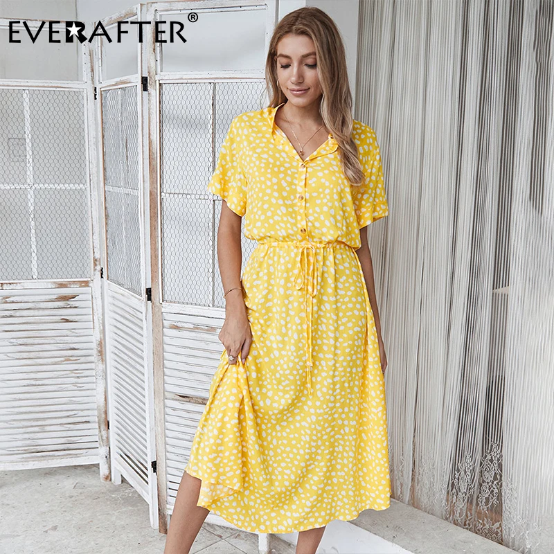 Платье женское средней длины в горошек EVERAFTER повседневное праздничное платье с