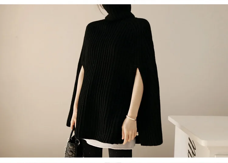 Зимние элегантные женские вязаные свитера с высоким воротником повседневные