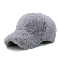 women faux fur hats winter warm baseball cap thick adjustable sports